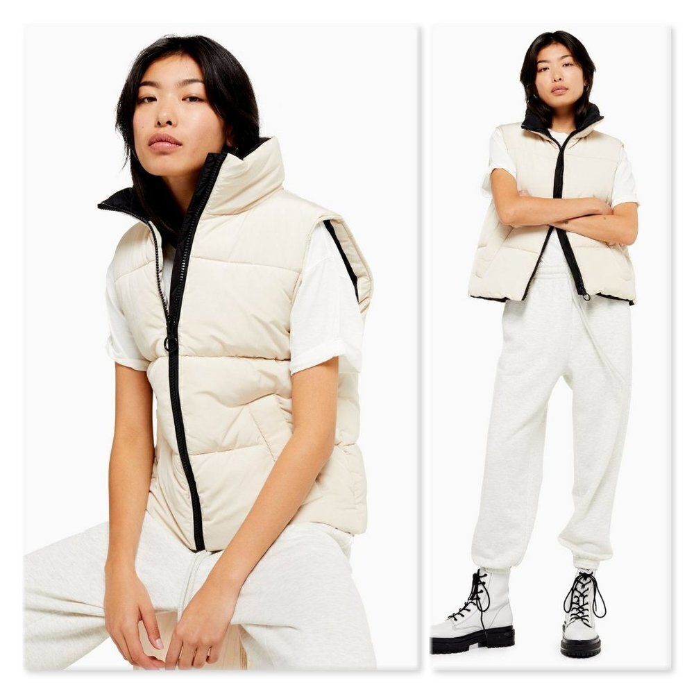 Topshop Ecru Padded Puffer Vest
